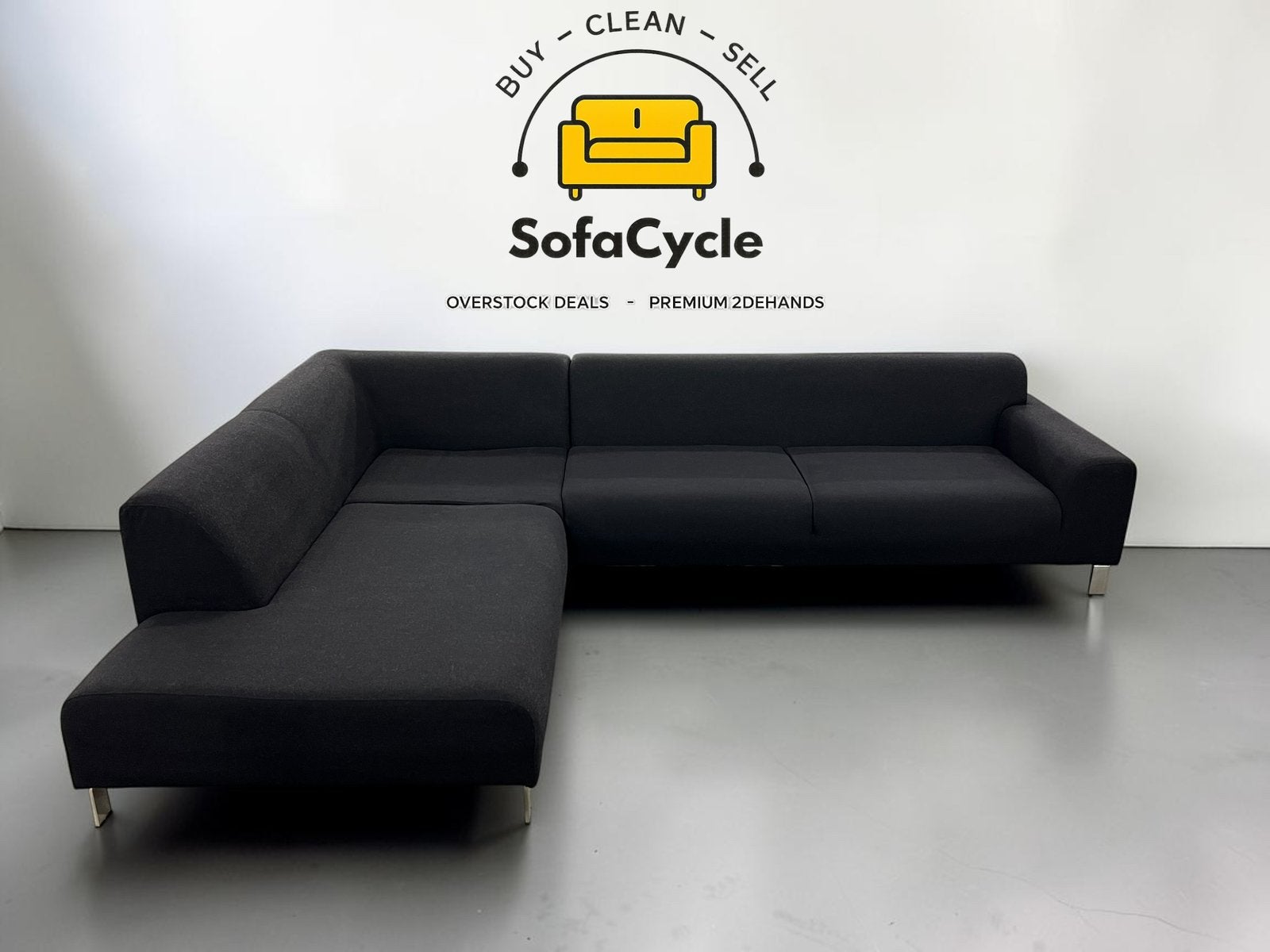 Siège d'angle noir - Disponible immédiatement/Sofacycle, Enlèvement ou Envoi, Comme neuf, SofaCycle, Info@sofacycle.be