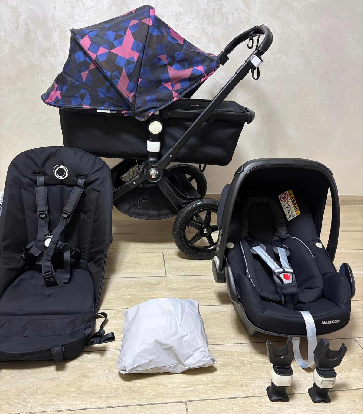 Bugaboo Cameileon 3 Black/roze pink 3-in-1 kinderwagen Set, Ophalen, Babygeluk, Zo goed als nieuw, W