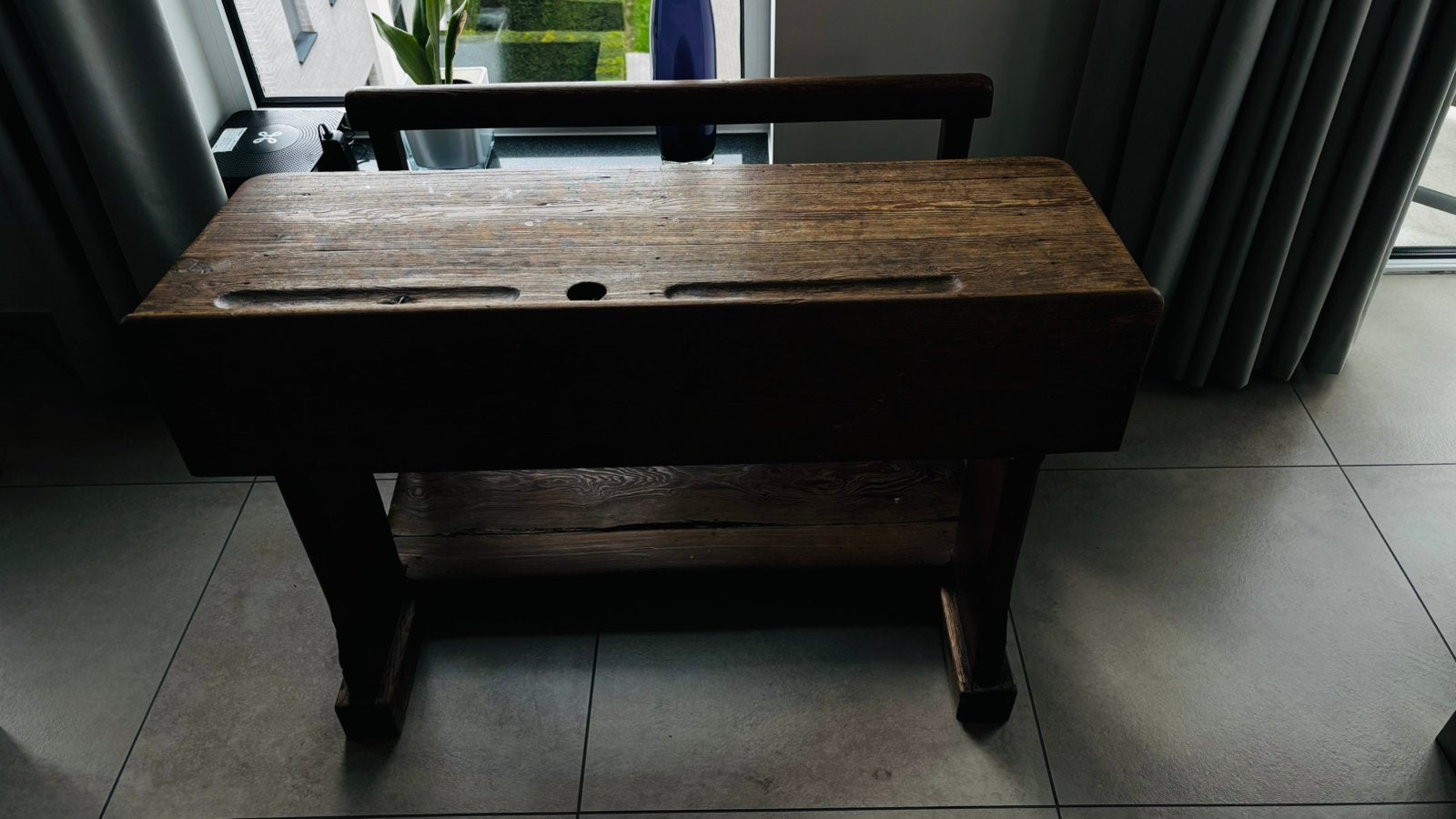 Vintage houten oude schoolbank/lessenaar, Antiek en Kunst, Ophalen