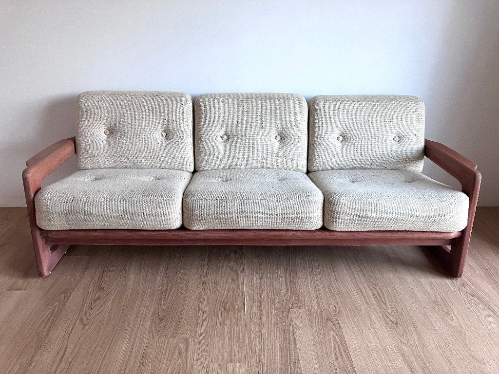 Mid-century Deense 3-zits - vol eiken frame - perfecte staat, Ophalen of Verzenden, Gebruikt, Hout