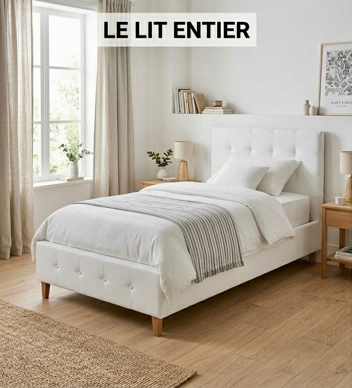 Wit eenpersoonsbed van 90x200 cm met opbergruimte, Huis en Inrichting, Ophalen, 90 cm, Eenpersoons, Wit