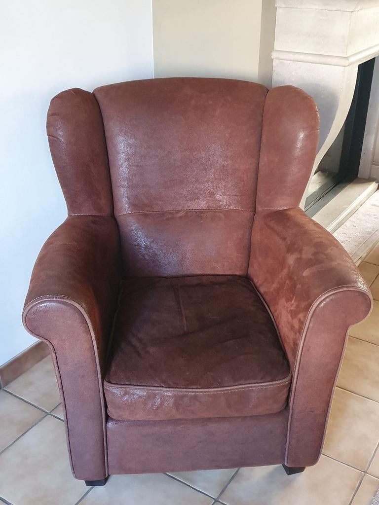 Italiaanse design leder club zetel., Huis en Inrichting, Fauteuils, Ophalen, Zo goed als nieuw, 75 tot 100 cm, Leer
