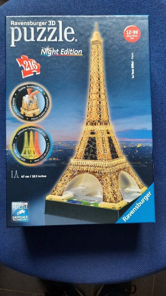 Puzzle 3D – la Tour Eiffel, Enlèvement, Moins de 500 pièces, Comme neuf, Puzzle