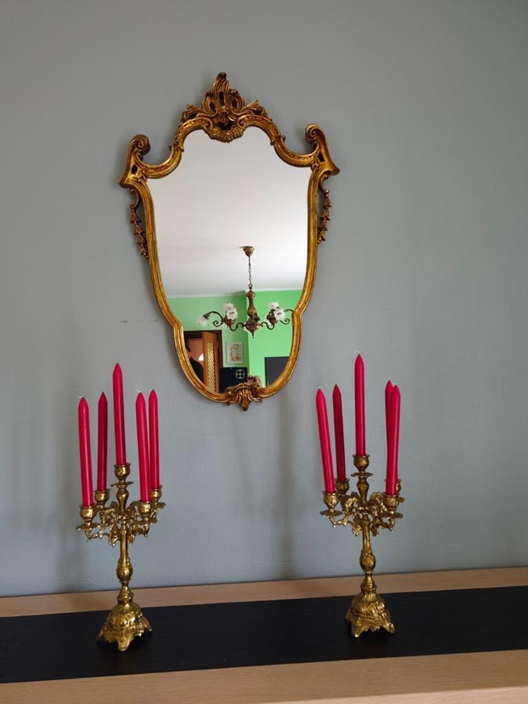 Paire de candélabres anciens en laiton doré-style baroque, Ophalen, Overige materialen