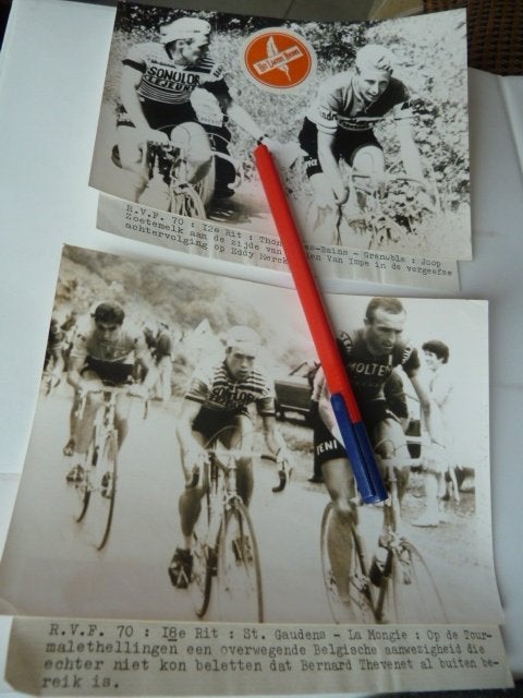 Lucien Van Impe 2 persfoto's Tour de France 1970, 18x15cm., Sport en Fitness, Wielrennen, Gebruikt, Overige typen, Ophalen of Verzenden