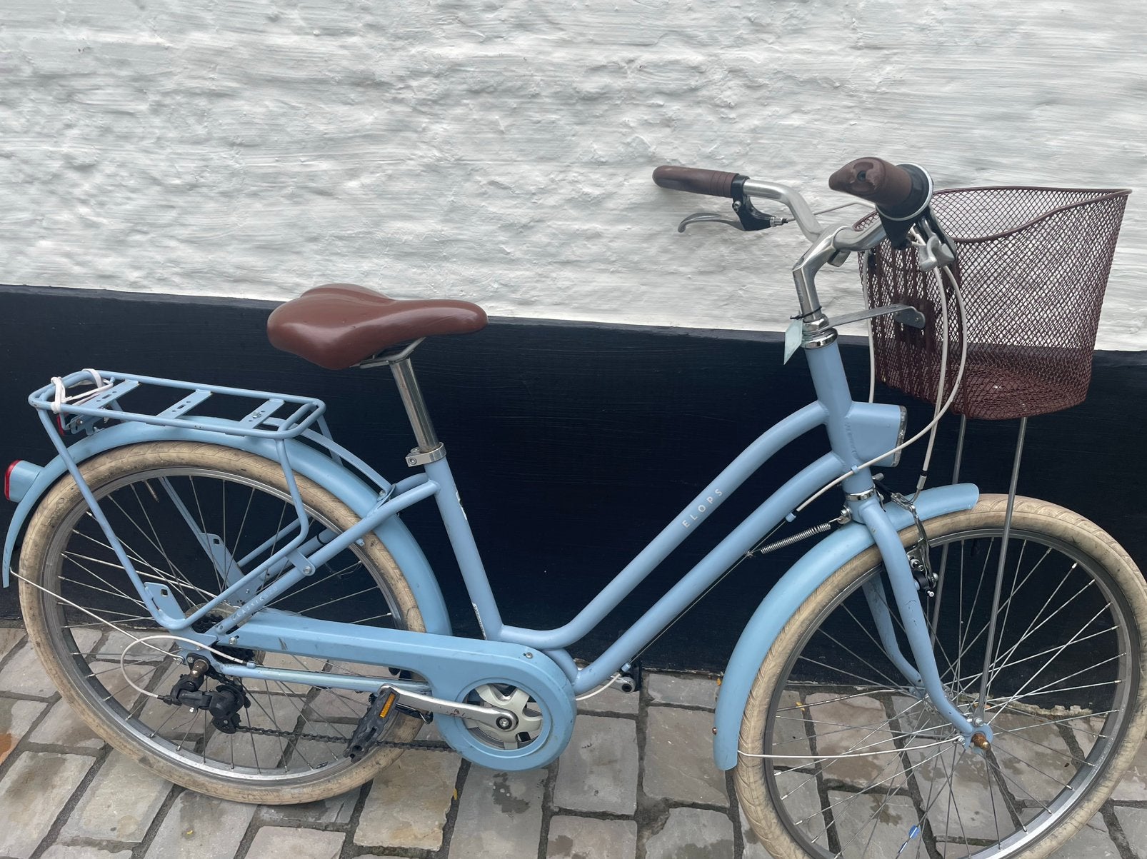 Fiets ( decathlon , blauw met bruine accenten ), Fietsen en Brommers, Overige merken, Gebruikt, Ophalen of Verzenden, Minder dan 47 cm
