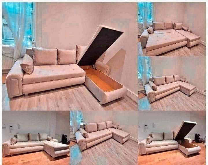 Omvormbare 3-zits slaapbank, Huis en Inrichting, Verzenden, Beige, 160 cm
