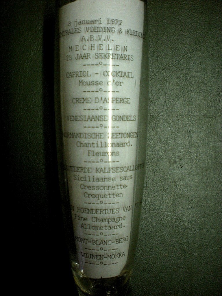 LAMOT +menu au verso(08.01.1972-Centrales voeding & kleding), Ophalen of Verzenden, Zo goed als nieuw, Glas of Glazen