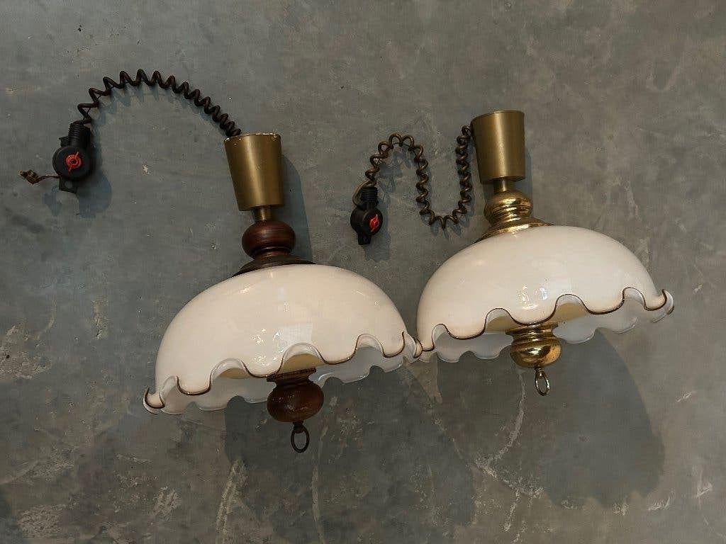 Twee opaline lampen, Ophalen, Gebruikt, Glas
