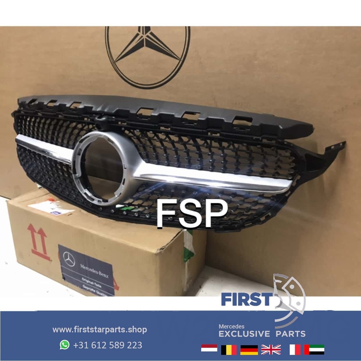 W205 C205 FACELIFT C43 AMG DIAMOND GRIL ORIGINEEL Mercedes C, Gebruikt, -, Ophalen of Verzenden, -