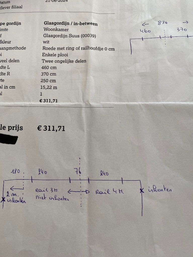 Gordijn, Huis en Inrichting, Overige materialen, Gordijn, 245 cm, Ophalen of Verzenden