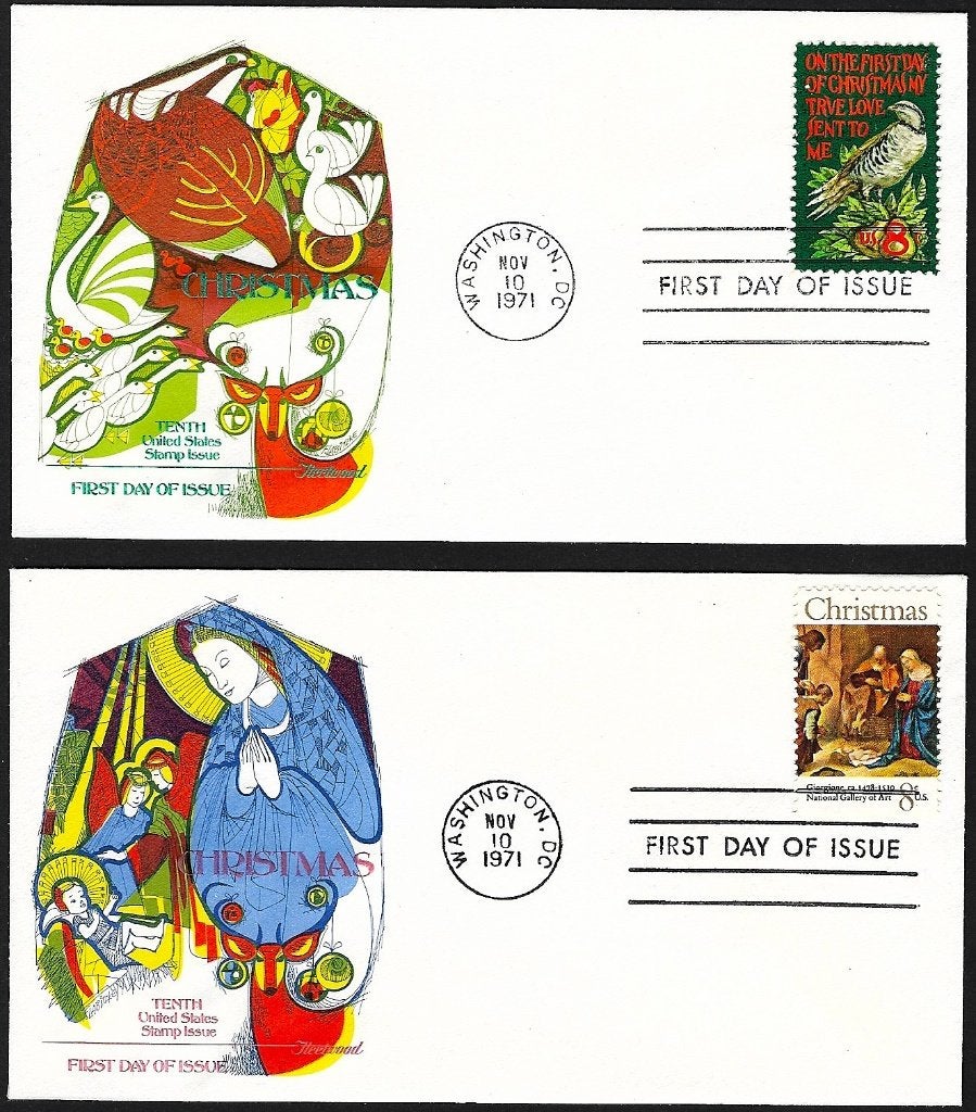 1971 - États-Unis - FDC Noël [Y&T 942/943] + WASHINGTON, Envoi, Non oblitéré, Amérique du Nord