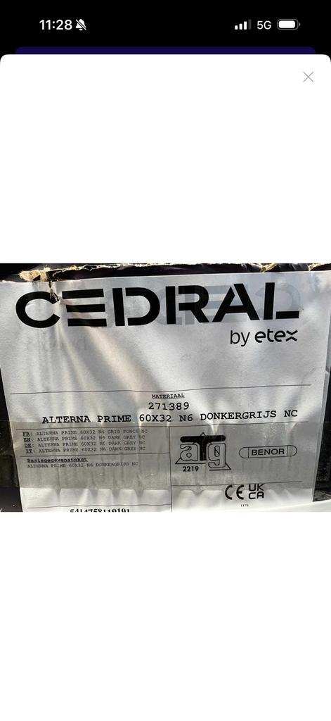 Ardoise de cèdre - classe feu A2 GRIS FONCÉ -60x32cm(1008)pc, Bricolage & Construction, Tuiles & Revêtements de toit, Gris, Enlèvement ou Envoi