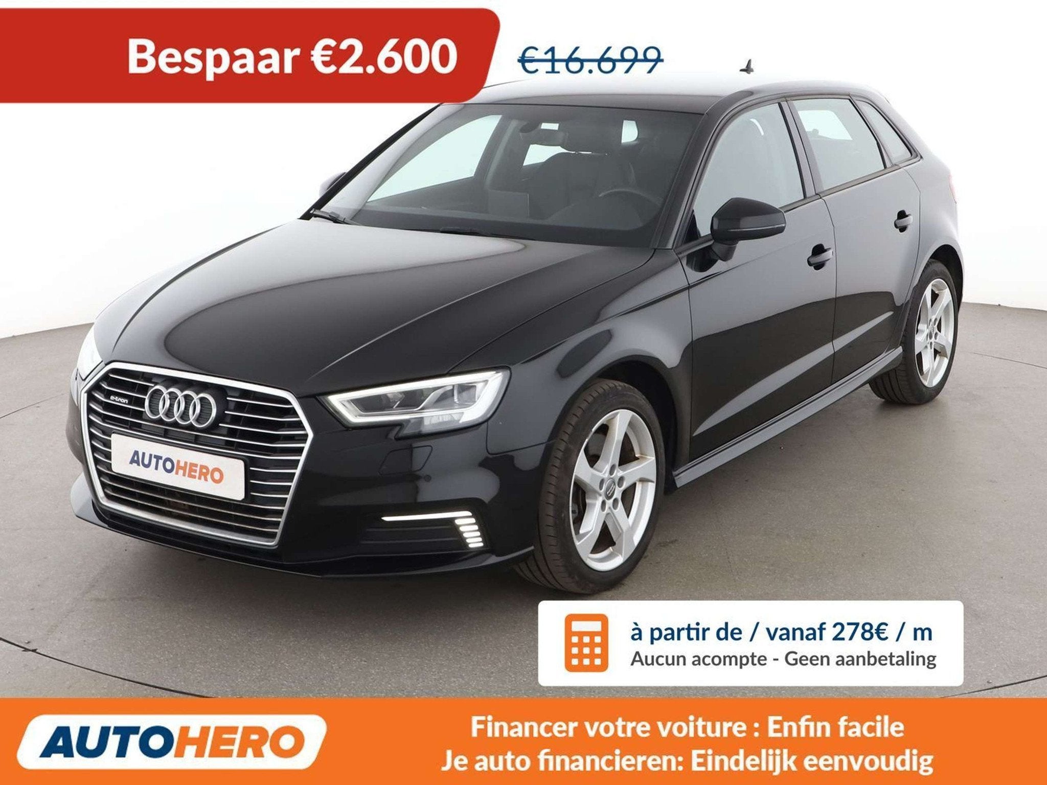 Audi A3 40 e-tron sport (bj 2020, automaat), Auto's, Gebruikt, Zwart, Leder, 1395 cc