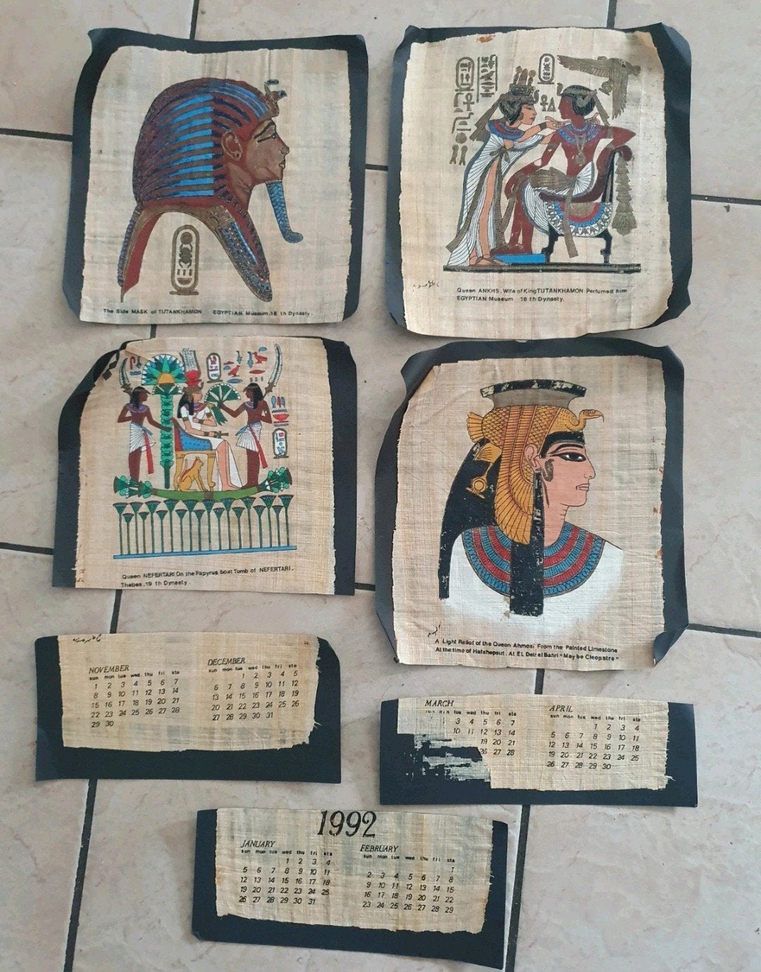 Lot de papyrus égyptiens vintage (1992), Enlèvement