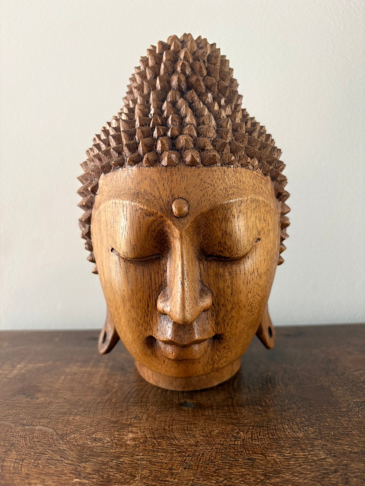 Tête de Bouddha en bois, Enlèvement, Comme neuf