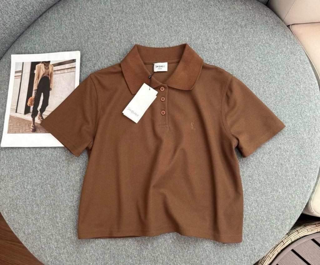 Ysl saint laurent polo t shirt dames bruin, Kleding | Dames, Ophalen of Verzenden, Bruin