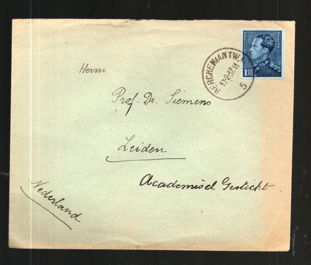 Berchem 5 sur lettre avec  Poortman 430 e  1937 très frais, Oblitéré, Affranchi, Avec enveloppe, Maison royale