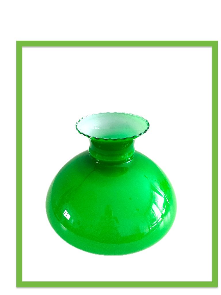 Groene opaline hanglamp H20 cm Vintage retro design, Gebruikt, Retro classique, Glas, E27 (groot)