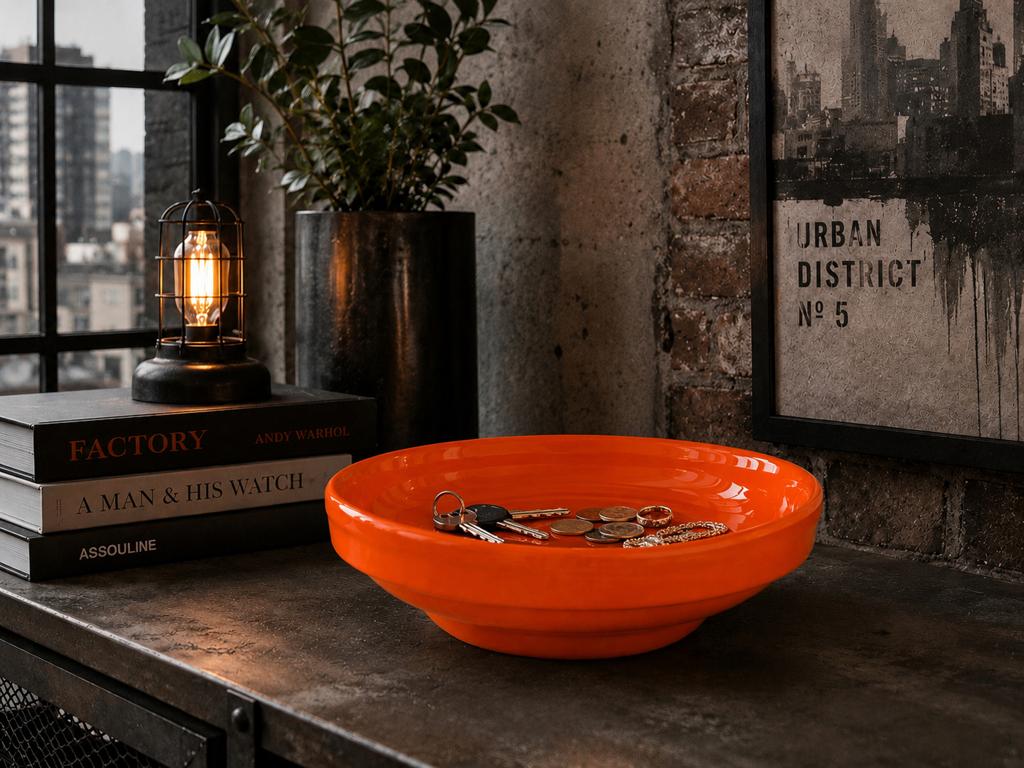 Oranje keramieken schaal – industrieel & trendy, Huis en Inrichting, Ophalen of Verzenden, Schaal