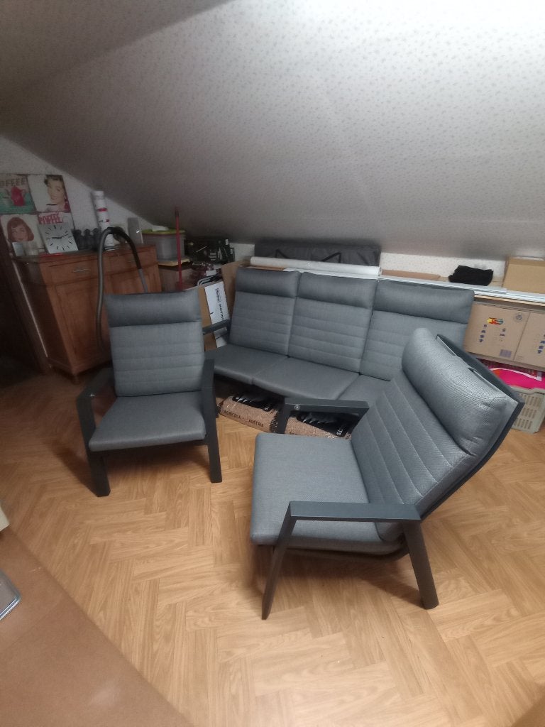 Loungeset, Tuin en Terras, Ophalen, 5 zitplaatsen, Aluminium, Zo goed als nieuw
