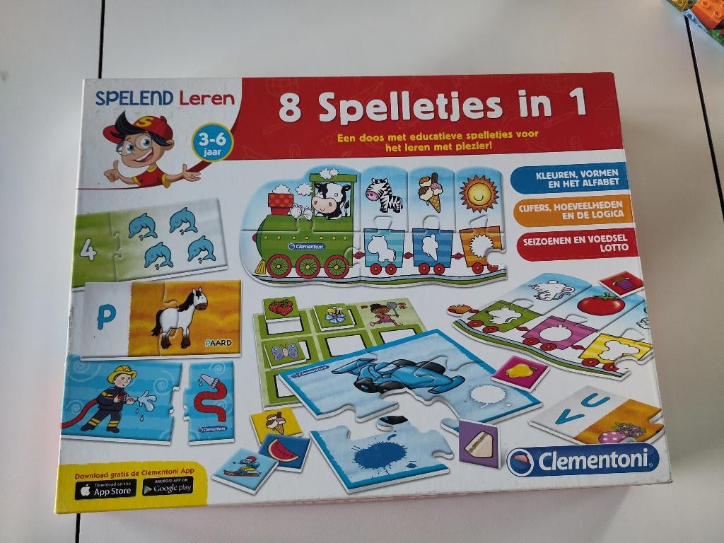 Spelletjesdoos van Clementoni 8 spelletjes in 1, Ophalen, Zo goed als nieuw, Taal en Lezen