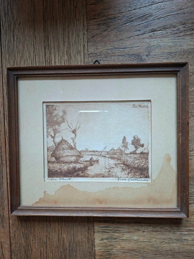 Schilderijtje, Paysage, Signé, Enlèvement, Impression