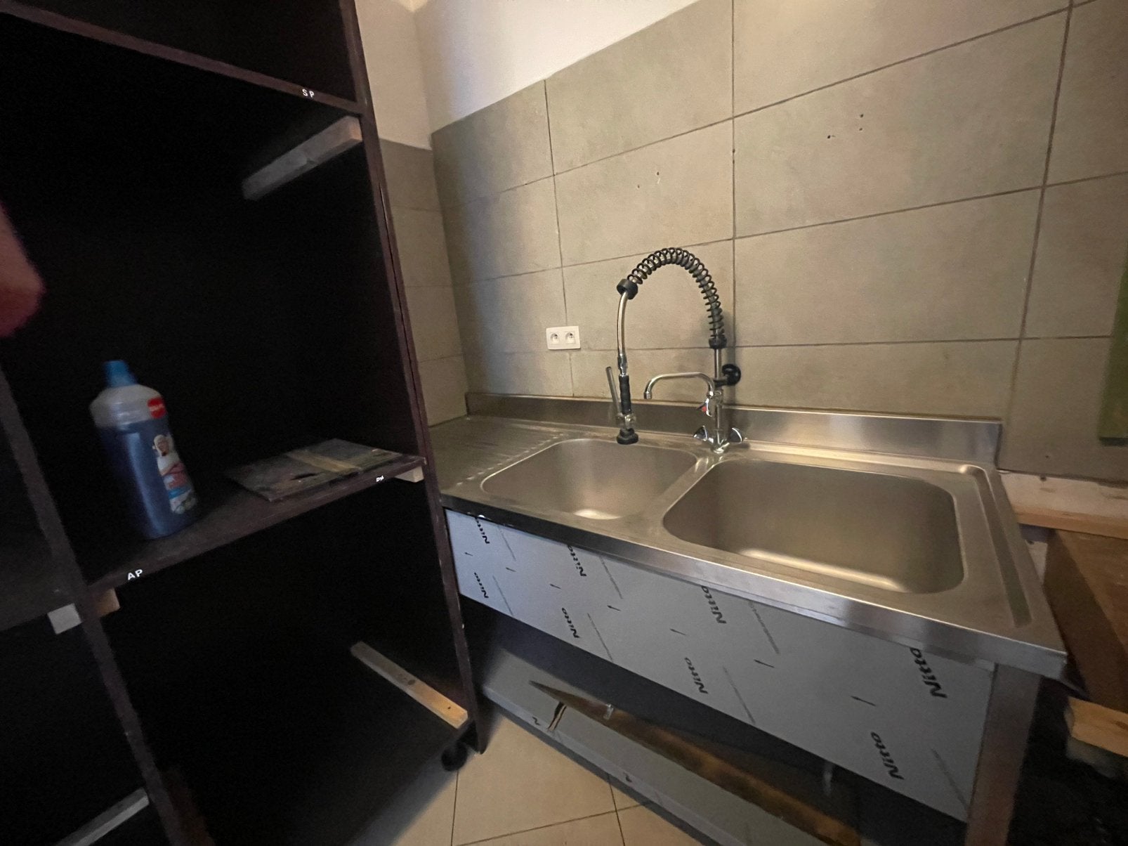 Professionele inox dubbele spoeltafel, Ophalen, Zo goed als nieuw