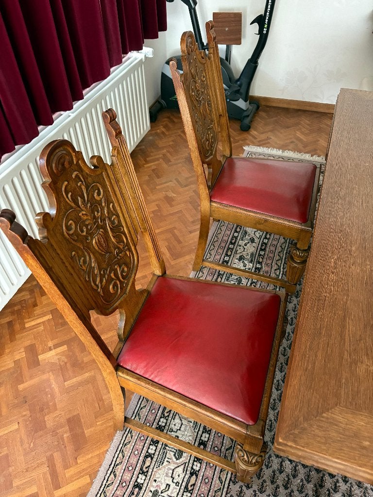 Salonset van ong 1930, Huis en Inrichting, Tafels | Eettafels, Ophalen, Gebruikt, 100 tot 150 cm, Eikenhout
