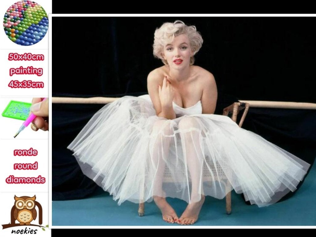 50x40cm Diamond Painting Marilyn Monroe (rond) nr 2026, Film en tv, Verzenden, Nieuw, Overige materialen