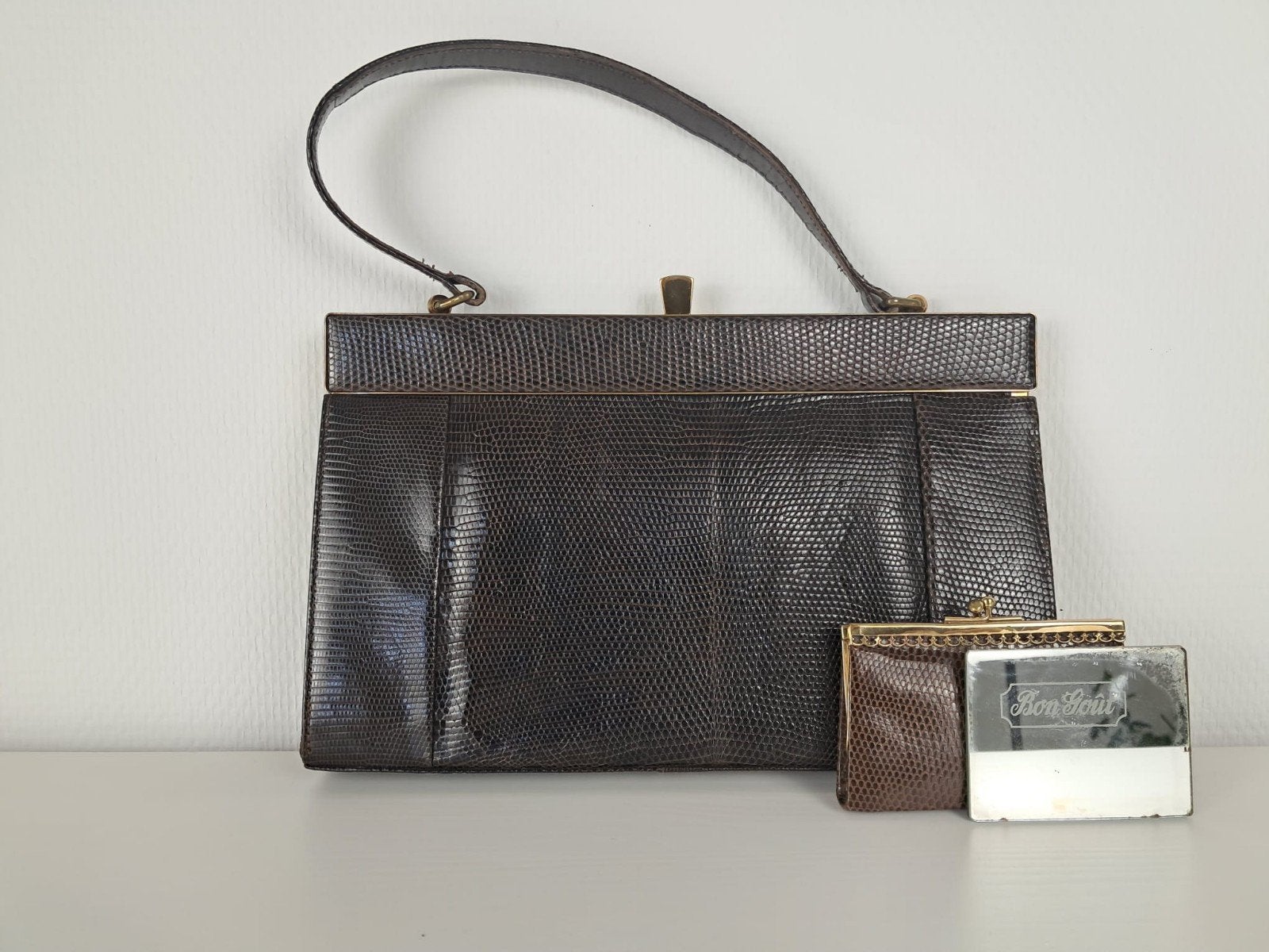 Sac à main Vintage Bon Goût/Cuir de reptile véritable, -, Comme neuf, Bon Goût, -