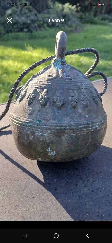 Antieke Birmaanse olifantenbel in brons., Ophalen of Verzenden, Brons