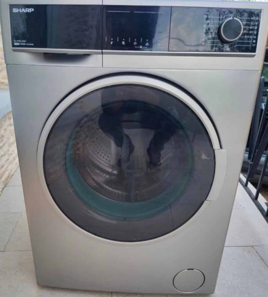 Sharp lave linge 10kg bon état général, 1200 à 1600 tours, Programme lavage à la main, Chargeur frontal, Enlèvement