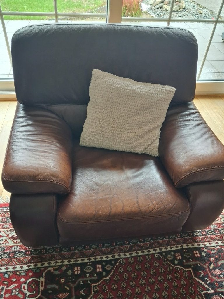 Lederen salon, Huis en Inrichting, Ophalen, Gebruikt, Leer