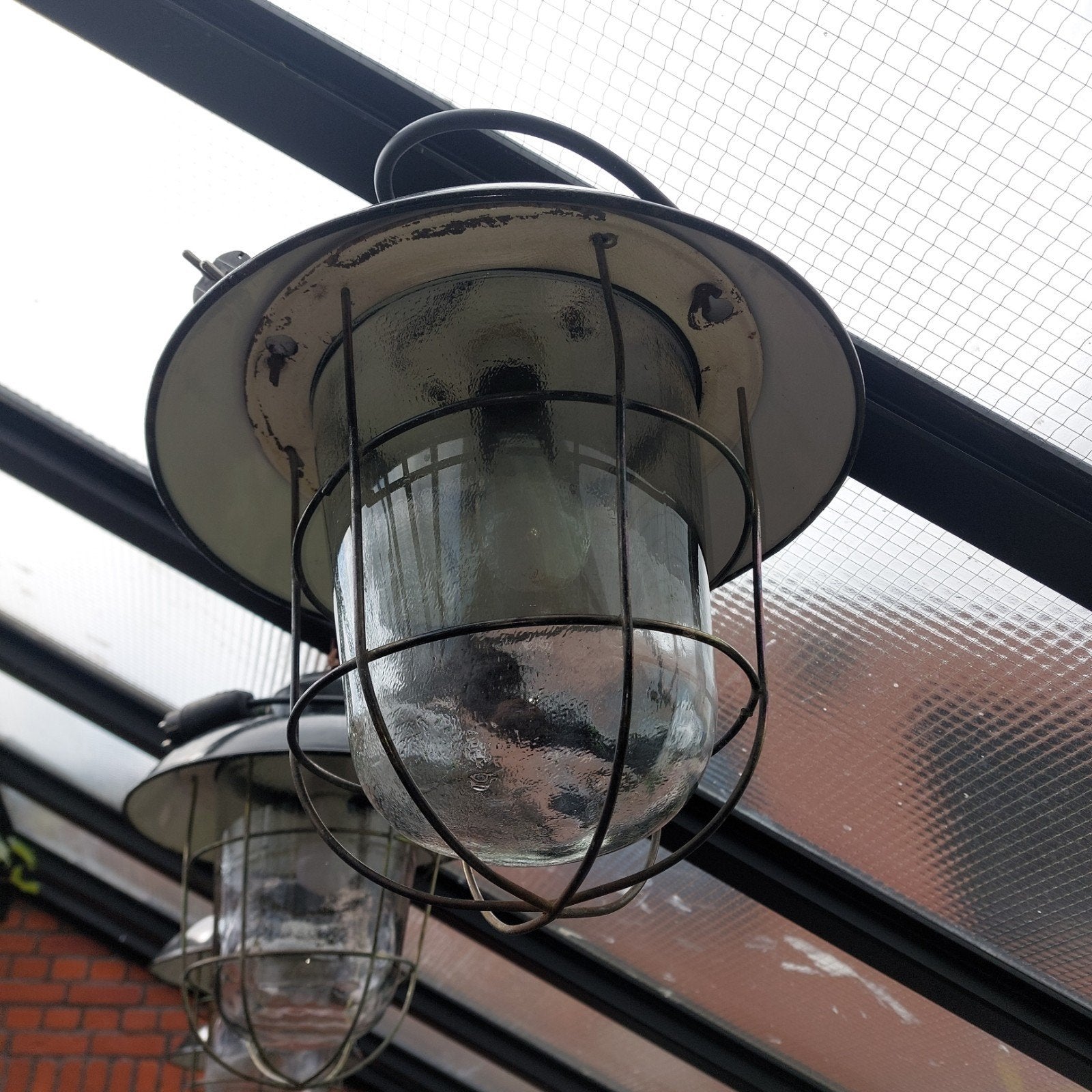 Magnifique ensemble de 4 lampes de cage industrielles vintag, Enlèvement, Années 60