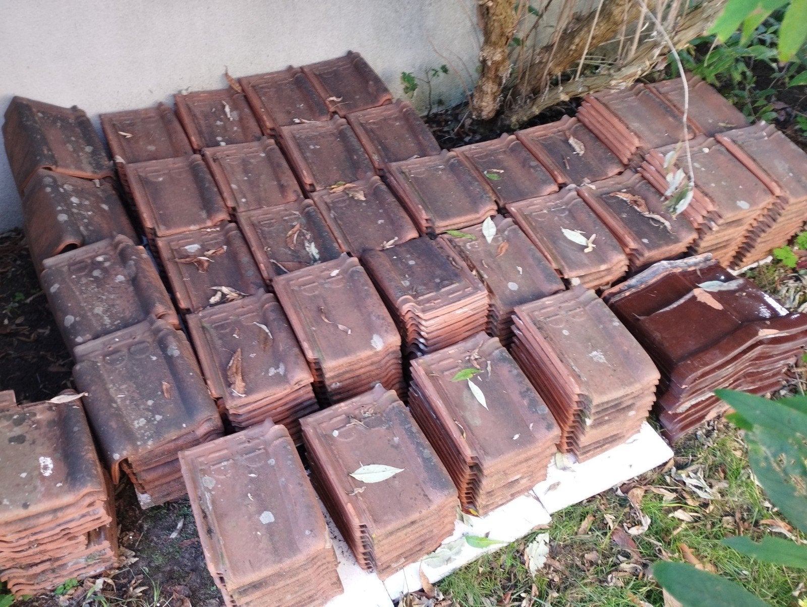 340 tuiles pour toit + 20 tuiles de bord, Pierre ou Argile, Enlèvement, Utilisé, Rouge