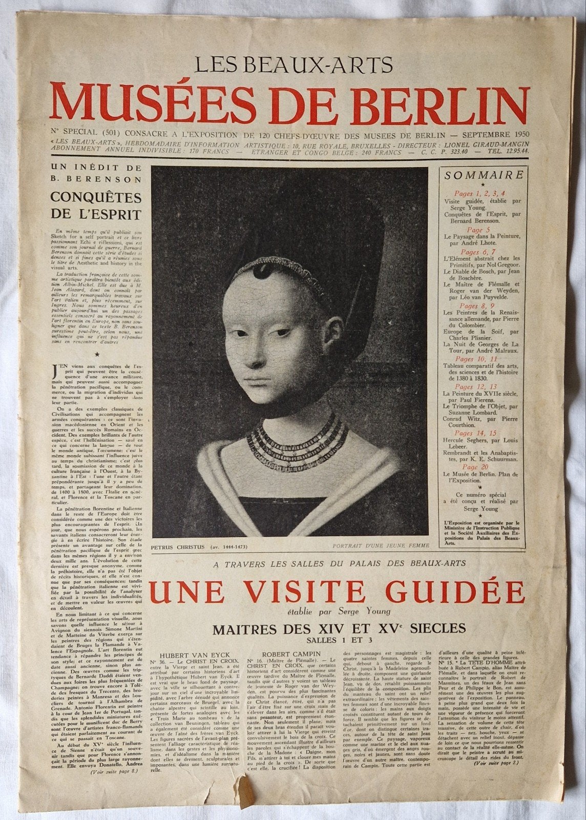1950 journal Les Beaux-Arts Bruxelles, Collections, Revues, Journaux & Coupures, Envoi, Journal
