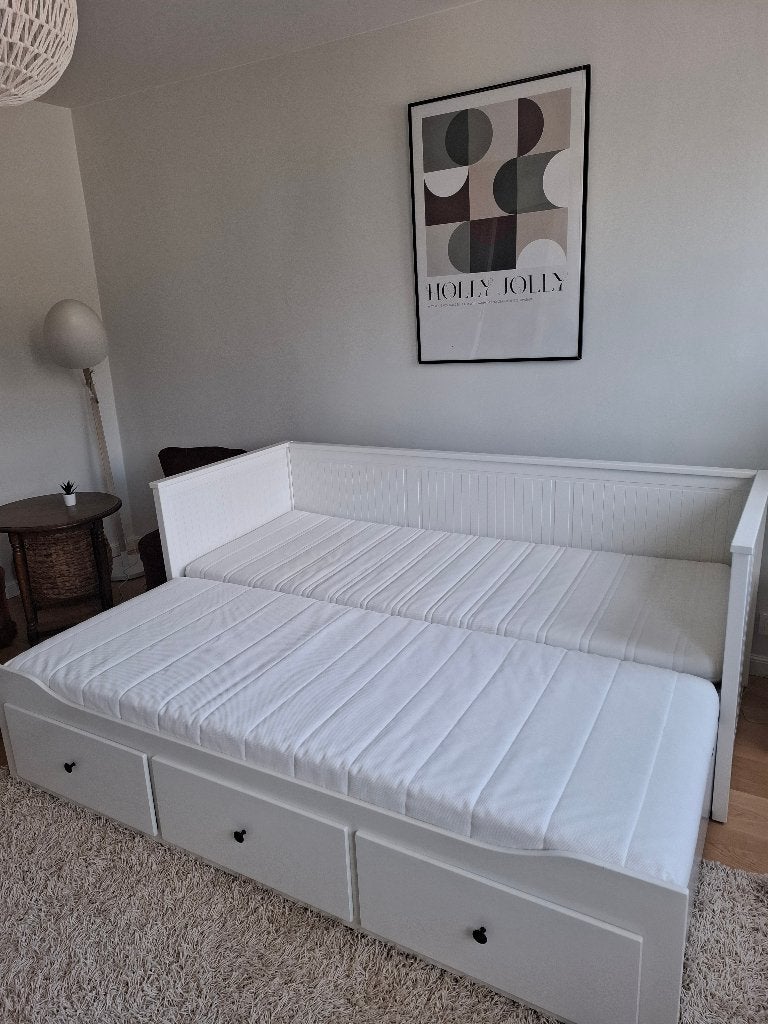 Lit banquette Hemnes 1P-> 2P avec 3 tiroirs - yc 2 matelas, Maison & Meubles, 210 cm, Enlèvement, Utilisé, Deux personnes