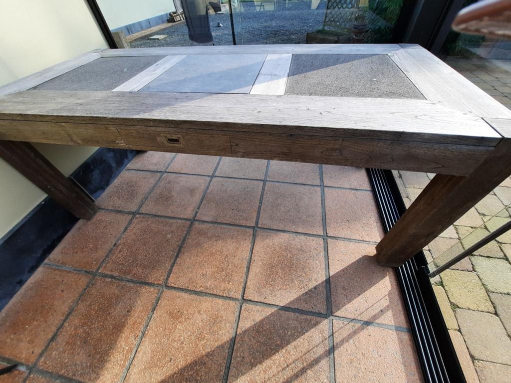 Massieve teakhouten tafel, Ophalen