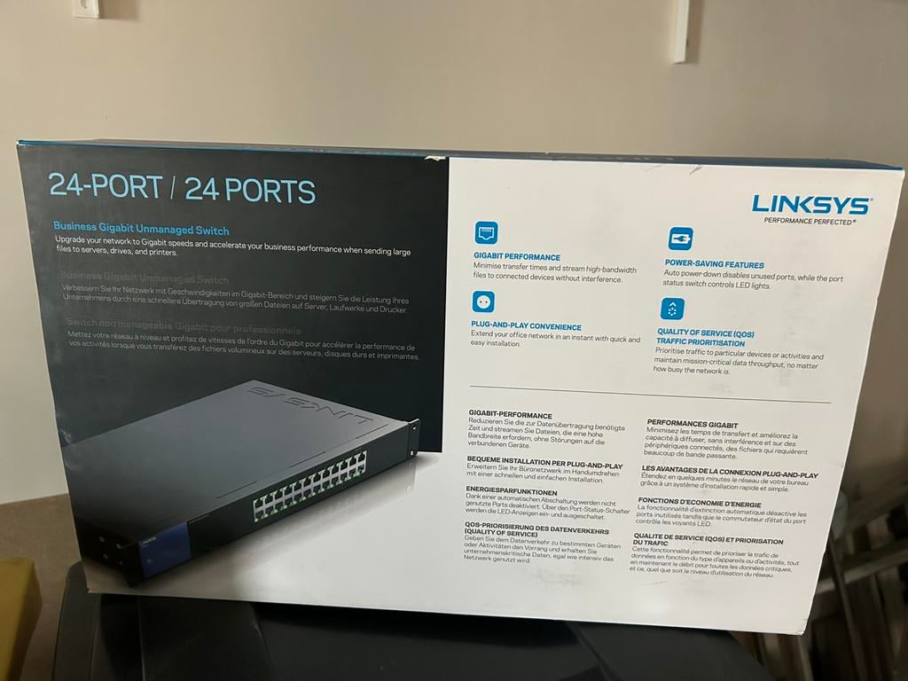 Switch réseau Linksys LGS124-EU 24 ports Gigabit, Informatique & Logiciels, Enlèvement ou Envoi, Comme neuf