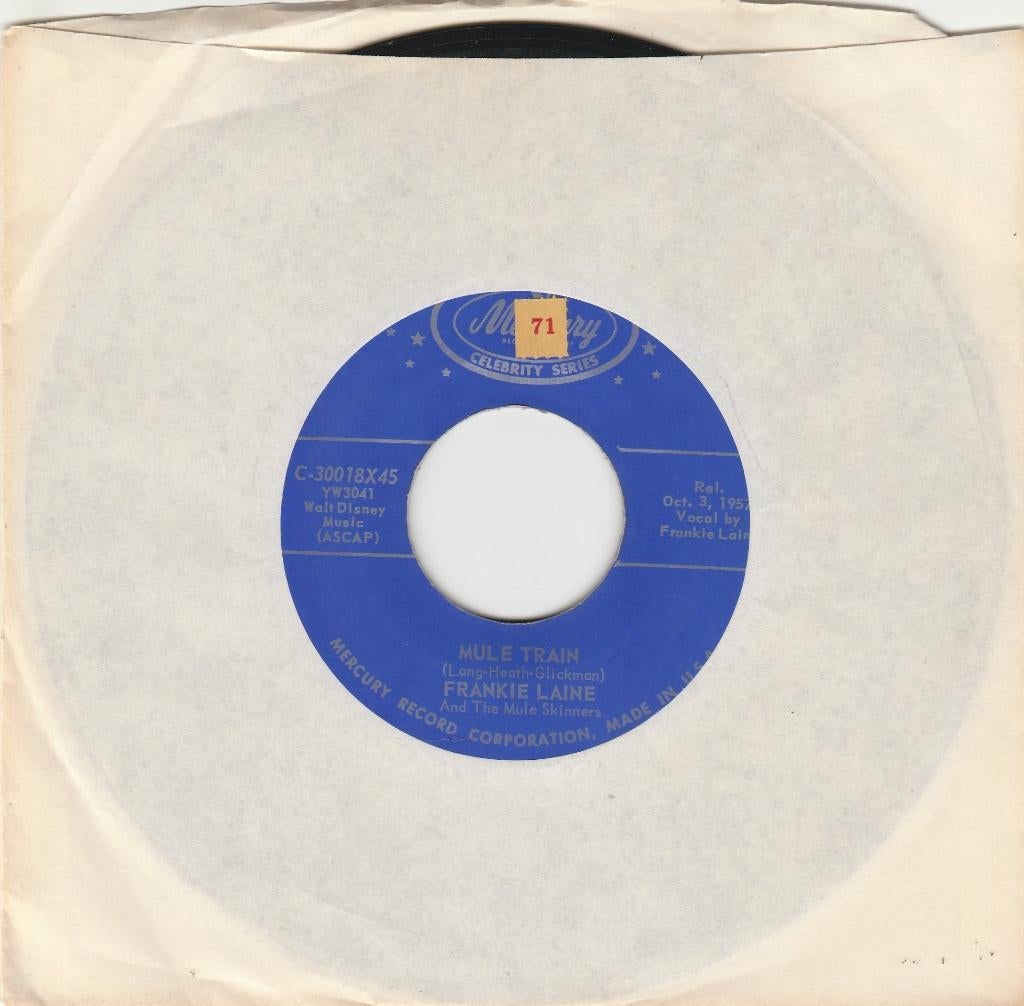 45T: Frankie Lane: Mule train    Pop, Gebruikt, 7 inch, Single, Ophalen of Verzenden