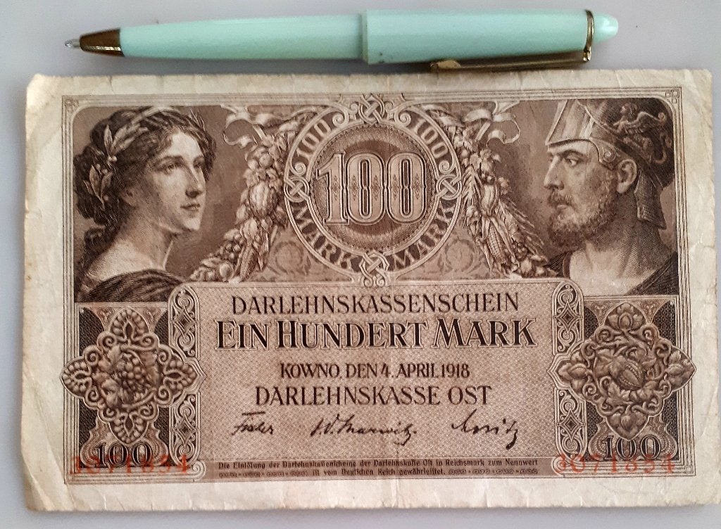 RR ! GERMANY WWI Occupation  LITHUANIA Kowno 100 MARK 1918, Ophalen of Verzenden, Overige landen, Los biljet