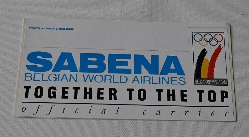 Sabena /Belgian Olympic Team Official Carrier Sticker 16 x 8, Verzamelen, Verzenden, Nieuw, Poster, Plaatje of Sticker