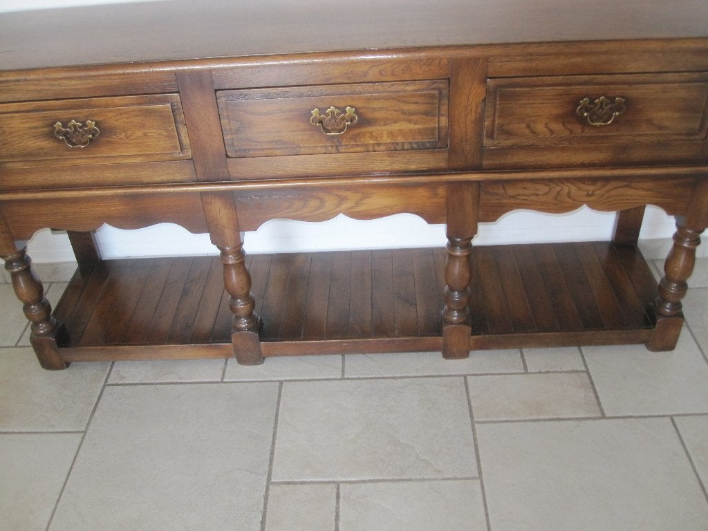 Eiken houten tafel met 3 laden, Ophalen