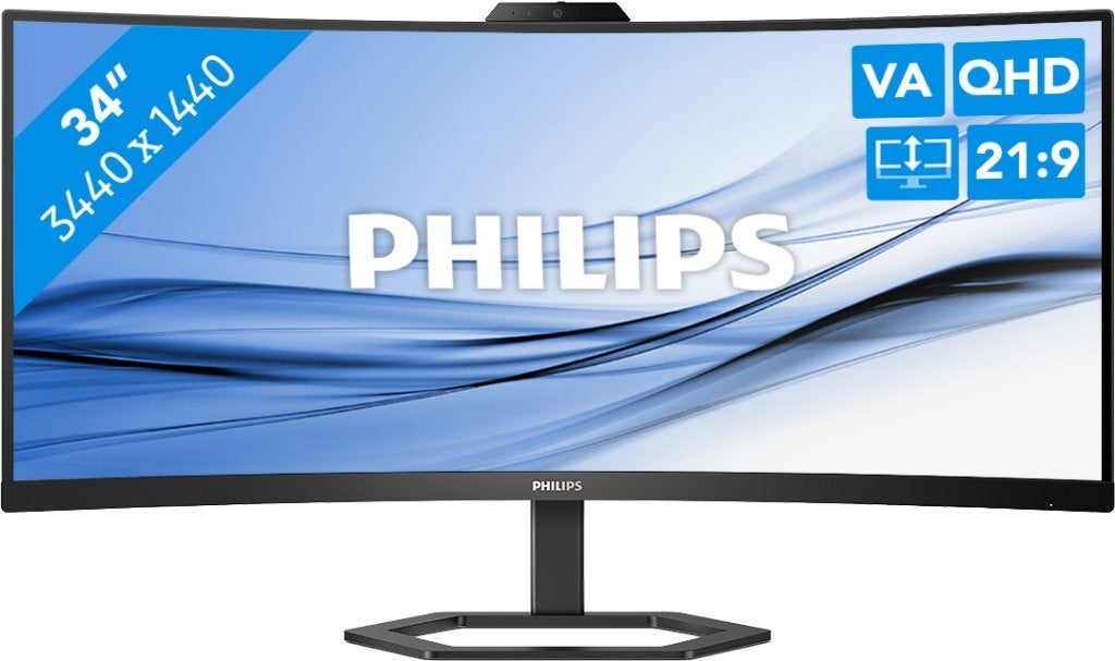 Philips 34″ curved ultrawide webcam (34E1C5600HE) Antwerpen, Enlèvement, Utilisé, Quad HD (2K), Haut-parleurs intégrés