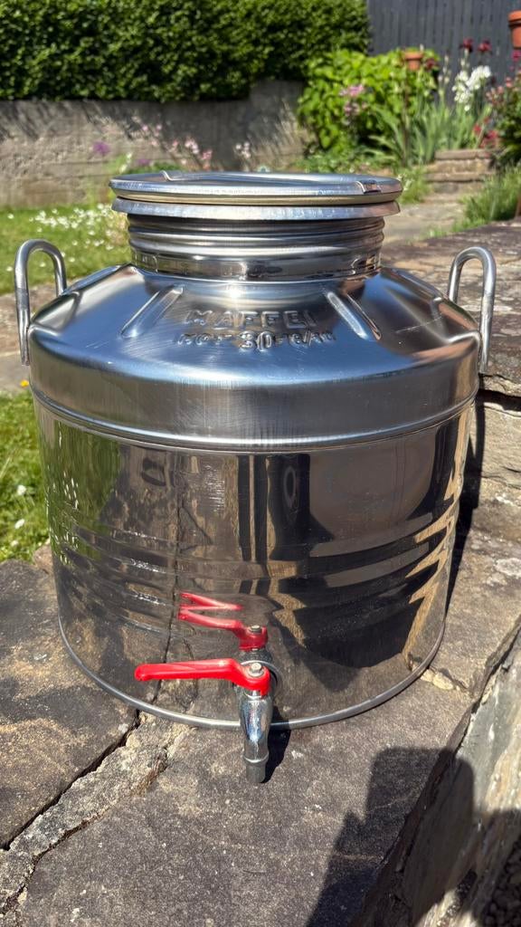 Cuve - bidon alimentaire Maffei 30 litres huile d’olive, Enlèvement, Utilisé, Argent, Métal