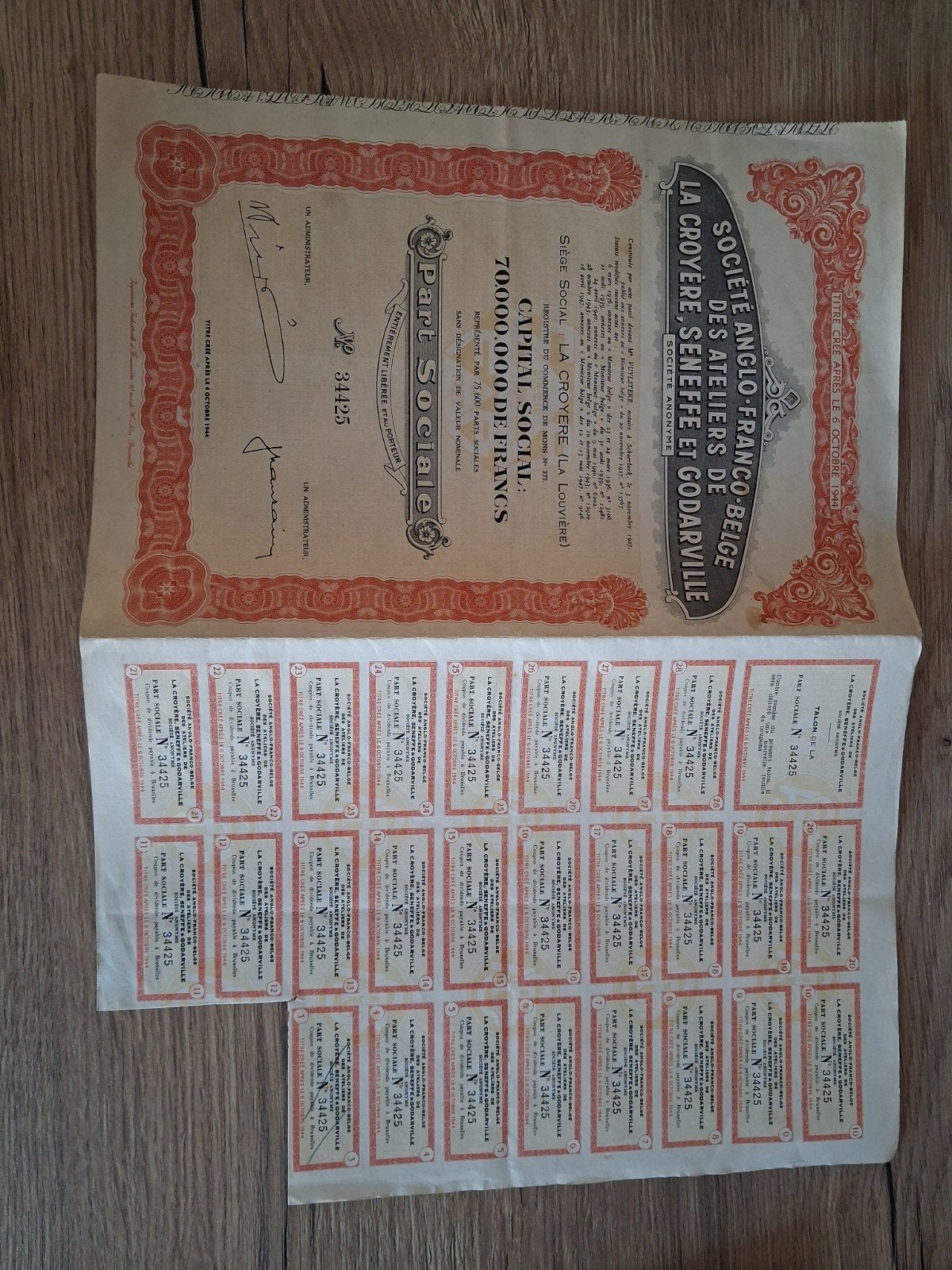 Société Anglo-Franco-Belge des Ateliers de La Croyère, Sénég, Timbres & Monnaies, Actions & Titres, Envoi