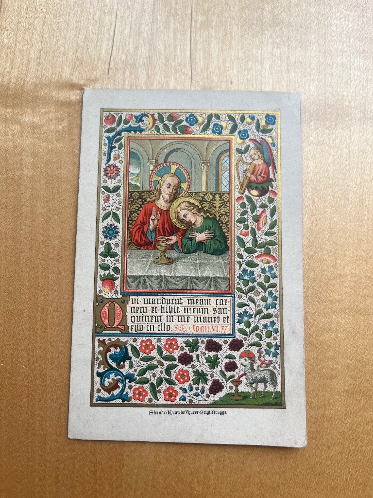Gedachtenis eerste plechtige misse van Rubrecht Peeters-1894, Verzamelen, Religie, Ophalen of Verzenden, Zo goed als nieuw, Kaart of Prent
