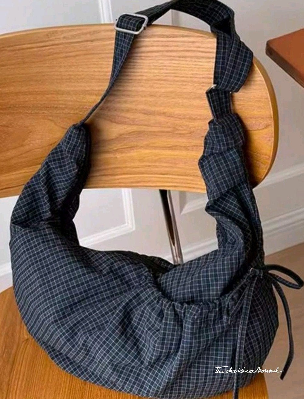 Geruite schoudertas/schoudertas — vintage & te style, Ophalen, Nieuw, Blauw, Overige merken