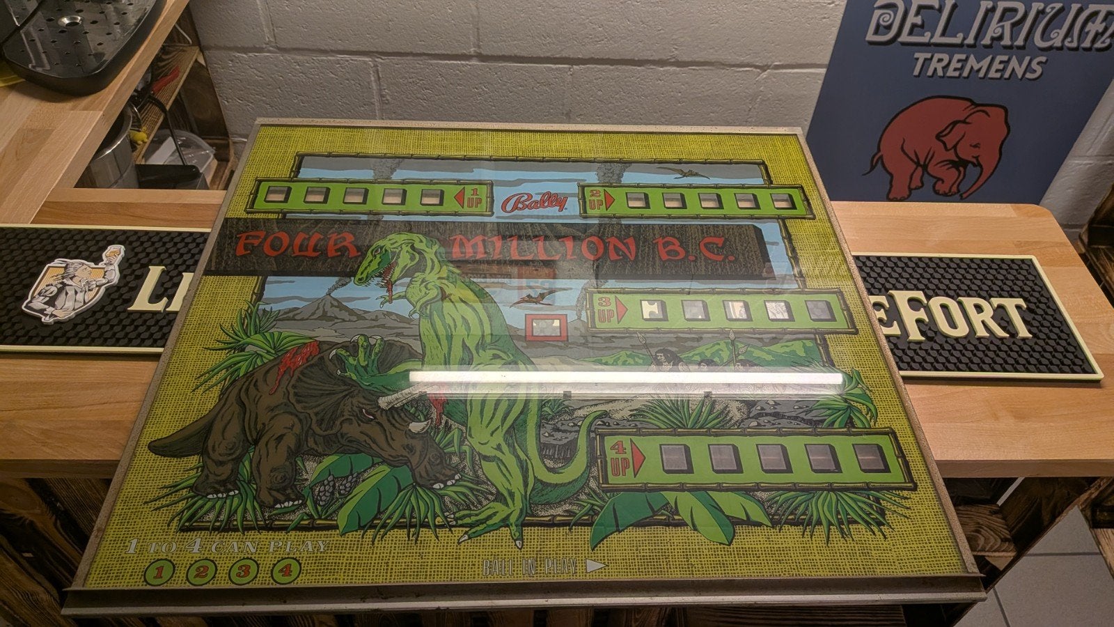 Backglass / Vitre de fronton flipper Bally Four Million B.C., Enlèvement, Comme neuf, Autres types, Bally